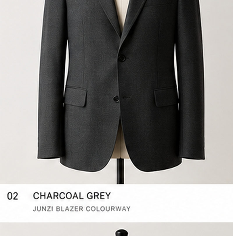 The Junzi Blazer in Charcoal Grey